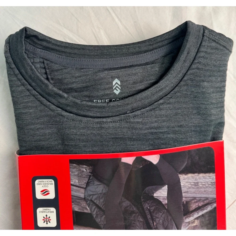 Free Country Mens Microtech Heat Force Grid Fleece Base Layer Top Charcoal S